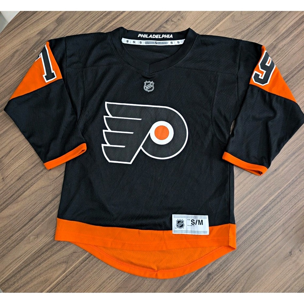 Philadelphia Flyers Carter Hart #79 Youth S/M Hockey Jersey Black Orange
